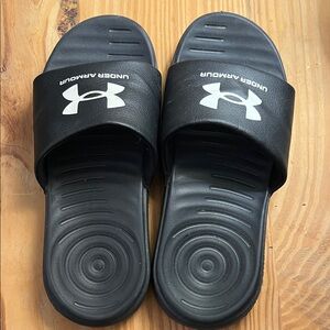 Under Armour Black Slides with Logo